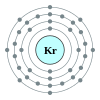Krypton's electron configuration is 2, 8, 18, 8.