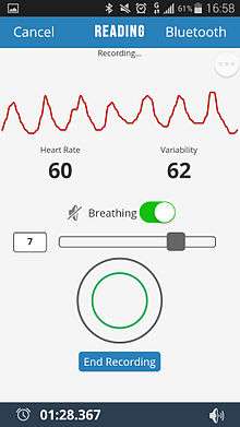 Example reading from an HRV app