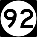 Black and white circle depicting the number "92"