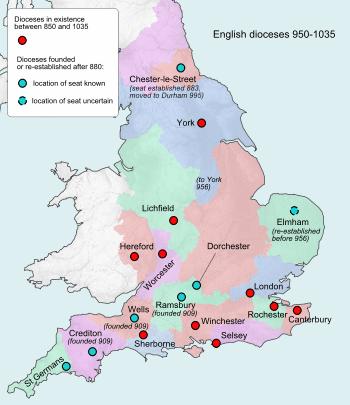 England diocese map post 950