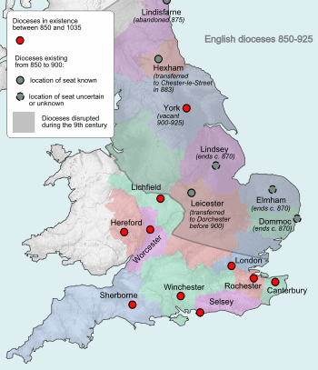 England diocese map pre-925