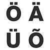 The four distinct characters in the Estonian alphabet. Ö, Ä, Ü, and Õ