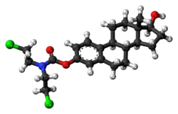 Ball-and-stick model of the estramustine molecule