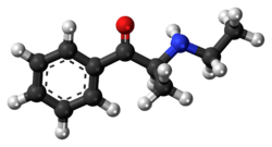 Ball-and-stick model of the ethcathinone molecule