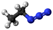 Ball-and-stick model of the ethyl azide molecule