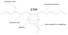 The skeletal formula of ethylene propylene rubber (EPDM).