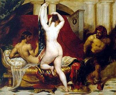 Woman undresses while two men watch