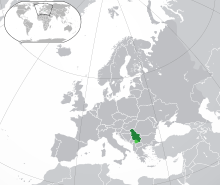 Map showing Serbia in Europe