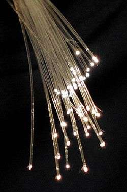 Bundle of glass threads with light emitting from the ends