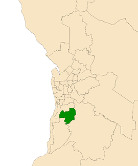 Map of Adelaide, South Australia with electoral district of Fisher highlighted