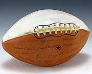 American football autographed by members of the 1974 Crimson Tide squad.
