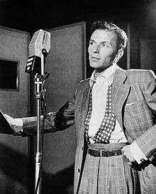 Sinatra behind a microphone