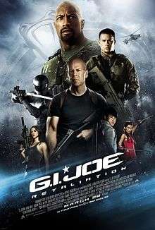 Three men, flanked by two women and an Chinese man. The words GIJoe written diagonally below.