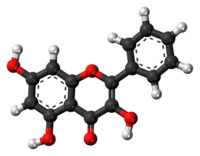 Ball-and-stick model of the galangin molecule