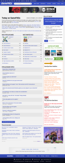 GameFAQs home page on September 6, 2014