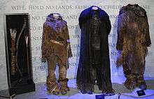 The costumes of Ygritte, Jon Snow and Tormund Giantsbane