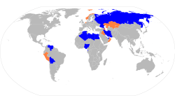 Members (blue) and observers (orange) of the Gas-Exporting Countries Forum.