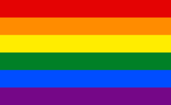 Six-colored flag: red, orange, yellow, green, blue and purple