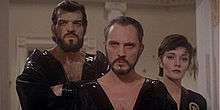 General Zod, Non (both bearded) and Ursa in the film Superman II.