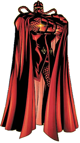 General Zod full-length, with long red cape