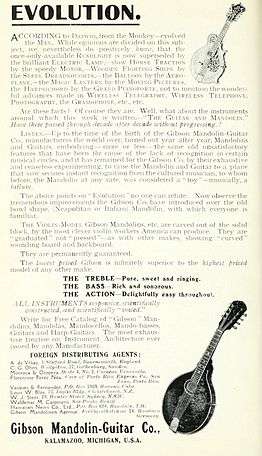 1914 advertisement for Gibson mandolin