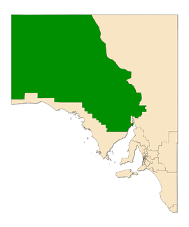Map of South Australia with electoral district of Giles highlighted
