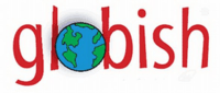 The word "globish", with all letters in red and the picture of a globe in blue and green colors.