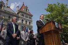 Governor Andrew Cuomo was a keynote speaker at rally for NYC Firefighters and Police Officers disability protection legislation (2015)