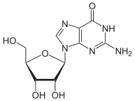 Skeletal formula of guanosine