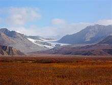 Gulkana Glacier seen from Isabel Pass, about 12 miles north of Paxson, Alaska in September, 2010.