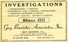 A 1959 Guy Banister Associates Yellow Pages advertisement, New Orleans Telephone Directory