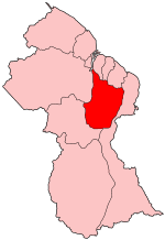 Map of Guyana showing Upper Demerara-Berbice region