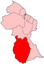 Map of Guyana showing Upper Takutu-Upper Essequibo region
