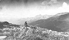 Vintage photograph of Harry Yount at Berthoud Pass in 1874