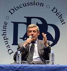 Henri Guaino during a debate at Paris-Dauphine University