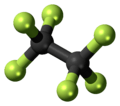 Ball-and-stick model of the hexafluoroethane molecule