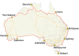 Map of Australia's Highway 1