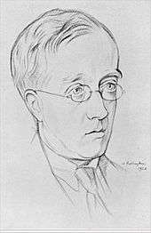 pencil drawing of Holst in middle age
