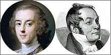 faces of two youngish writers of 18th and 19th century appearance