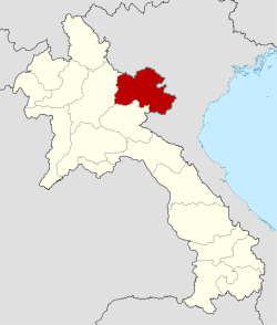 Map showing location of Houaphanh Province in Laos