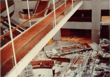View of the lobby floor, during the first day of the investigation