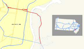 A map showing major roads in the Philadelphia-Camden area. I-676 runs east across Philadelphia before entering Camden, where it turns south.