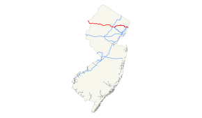 A map of New Jersey showing major roads. I-80 runs east-west across the northern part of the state.