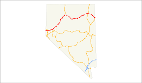Red line spanning northern Nevada with a blue line spanning Southern Nevada.