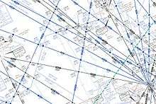 Aviation instrument-flying chart showing numerous lines representing airways and intersections, including the location of where the collision occurred, northwest of Brasilia.