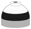 Illustration of cylinder shoulder painted in black (lower) and white (upper) bands for a mixture of oxygen and nitrogen.