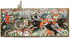 Fourteenth-century painting of chaotic battle