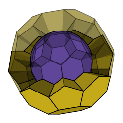 Cut away diagram of soccer ball like arrangement, with an inner and an outer ball.