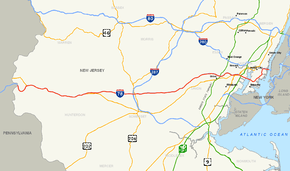 A map of northern New Jersey showing major highways. I-78 runs east-west across the state.