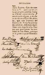 Paper detailing an invitation to the open cabildo